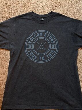 Volcom Black Short Sleeve Tee with Faded Blue Logo